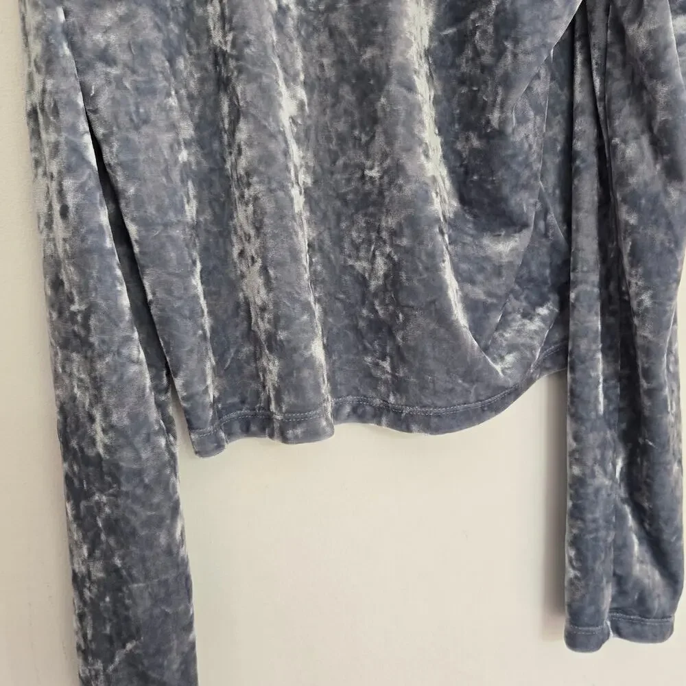 Gap Kids Girl Crushed Velvet Tee Cropped Blue Long Sleeve Size XXL Fall Winter